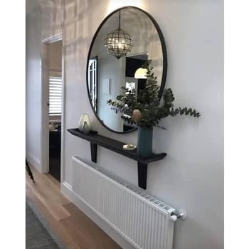 Console dorée avec miroir ovale décoratif