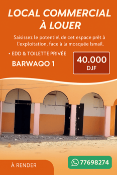 Espace commercial à louer à Barwaqo 1
