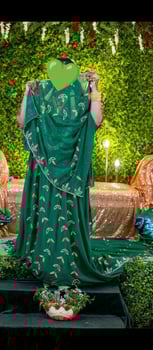 Boubou de mariée vert avec chale et jupon inclus