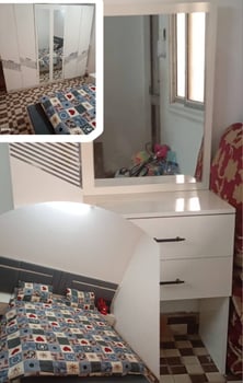 Chambre à coucher moderne avec ensemble de meubles et lit double