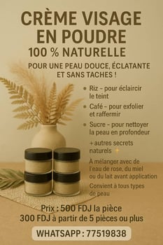 Crème Naturelle Éclat Visage - Hydratant, Éclaircissant et Anti-Taches