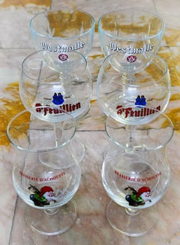 Collection de verres à bière L\'Achouffe, St-Feuillien et Westmalle