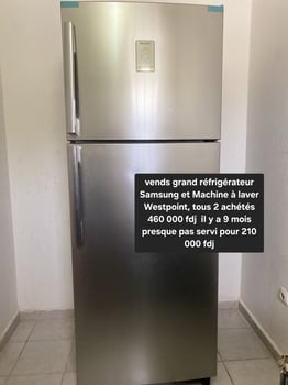 Réfrigérateur Samsung et machine à laver Westpoint en excellent état