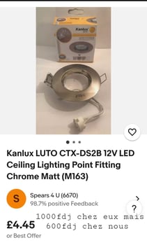 Kanlux LUTO CTX-DS2B 12V LED Ceiling Lighting Point Fitting Chrome Matt (M163)