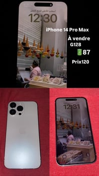 iPhone 14 Pro Max 128 Go, Batterie 87%, état excellent