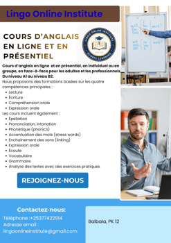 Cours d\'anglais en ligne et en présentiel pour adultes et professionnels avec Lingo Online Institute