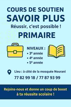Soutien scolaire pour enfants du primaire à côté de la mosquée Nourani