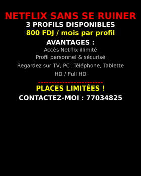 Offre Spéciale: Abonnement Netflix 3 Profils