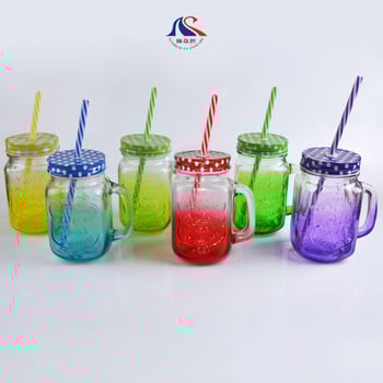 Bocaux en verre Masson 500ml avec couvercle et paille