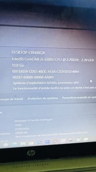 HP Core i5-5200U, 12 Go RAM, Windows 11 - 64 bits, bon état