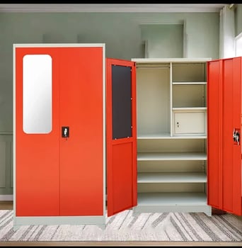 Armoire chambre en métal, style coréen, 2 portes, avec miroir