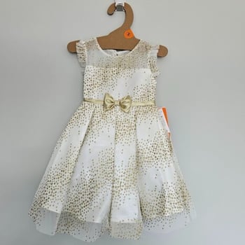 Robe enfant Jona Michelle, neuve, crème et or, 7 ans+