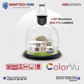 Caméra Mini PTZ Hikvision 4 MP ColorVu – Surveillance intelligente haute définition