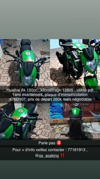 Moto Huaihai Ak 150 cc en excellent état à vendre
