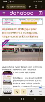Propriété complète avec maison F3, hangar, et 6 magasins à louer