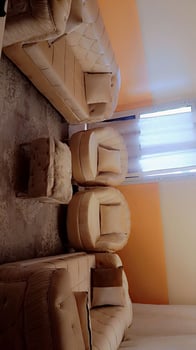 Canapé avec tapis et rideaux neuve