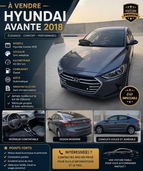 Hyundai Avante 2018 diesel, boîte automatique à vendre