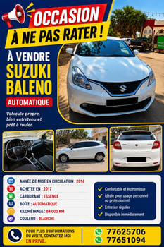 Suzuki Baleno automatique climatisée en excellent état