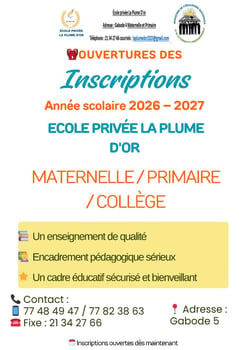 Inscriptions ouvertes à l\'École Privée La Plume d\'Or