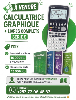 Calculatrice graphique Casio en excellent état avec livres Terminale S