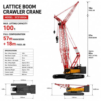 Grue sur chenilles SANY SCS1000A capacité 100 tonnes