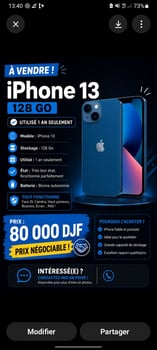 iPhone 13 128 Go en très bon état, 1 an d\'utilisation