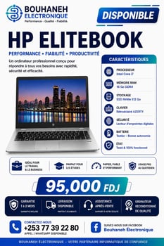 HP EliteBook i7, 16 Go RAM, SSD 512 Go, clavier rétroéclairé