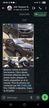 KIA Sorento 156 CV diesel, entretien à jour, climatisation fonctionnelle