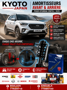 Amortisseurs Kyoto Japan pour Hyundai Creta IX25, qualité premium