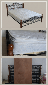Lit Queen avec matelas et soutien renforcé des pieds