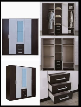 Armoire neuve 5 portes avec miroir et rangements