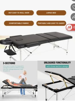 Lit pliable portable en acier inoxydable pour soins et massage neuf