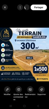 Terrain 300 m² à Damerjog avec eau et électricité disponible