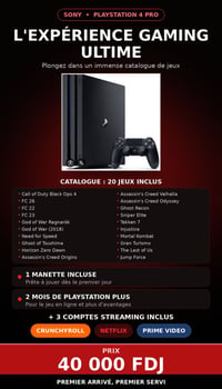 Console PS4 Pro avec manette et 20 jeux inclus