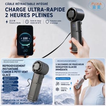 Mini ventilateur portable 2 en 1 avec power bank