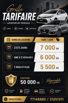 Location de Toyota Yaris et Suzuki Dzire