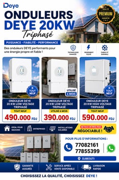 Onduleurs Deye 20 kW et batteries lithium 5,32 kWh