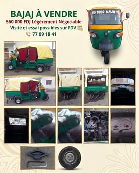 Bajaj Piaggio 4 places, usage 8 mois, excellent état