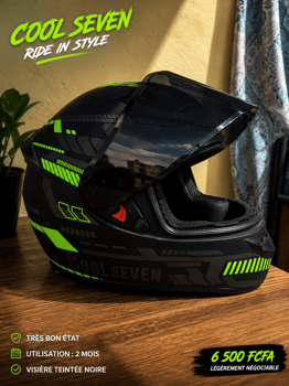 Casque moto COOL SEVEN noir/vert taille L très bon état