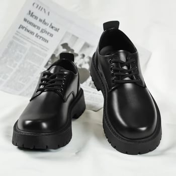 Chaussures derby homme noires élégantes à semelle épaisse