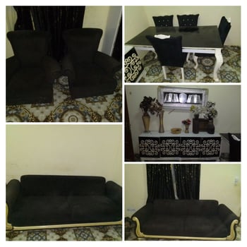 Ensemble salon complet velours noir avec buffet
