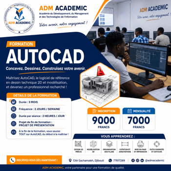 Formation AutoCAD 4ᵉ promotion, apprentissage complet en 3 mois
