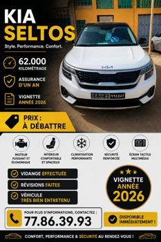 KIA Seltos 2024, SUV moderne en excellent état
