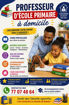 Professeur particulier à domicile pour élèves du primaire