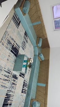 Salon complet presque neuf avec tapis et rideaux