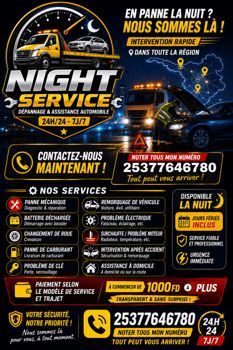 Service de dépannage urgent nocturne disponible