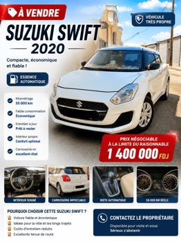 Suzuki Swift 2020 essence, boîte automatique, très bon état