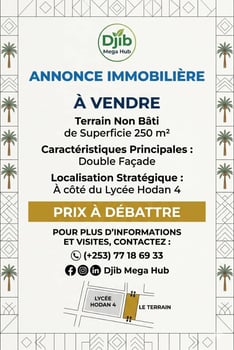 Terrain non bâti 250 m² double façade à Hodan près du lycée