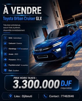 Toyota Urban Cruiser GLX 2023, essence, boîte automatique