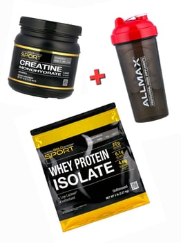 Whey Isolate, Créatine Monohydrate et Shaker Allmax 25 oz